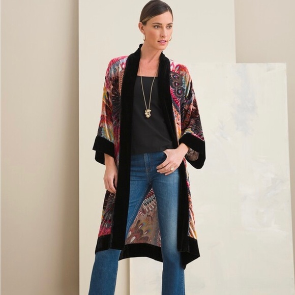 Chico's Jackets & Blazers - Chico’s Velvet Peacock Kimono